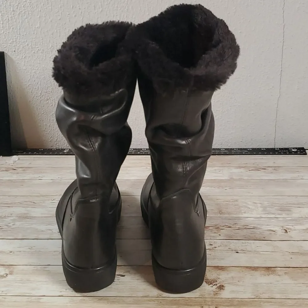 NEW IMAC-TEX Italian Winter Leather Fur Lined Slouchy Boots Size 38 or‎ 7